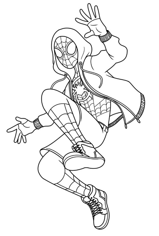 Tekenen Miles Morales gratis afdrukbaar simpel