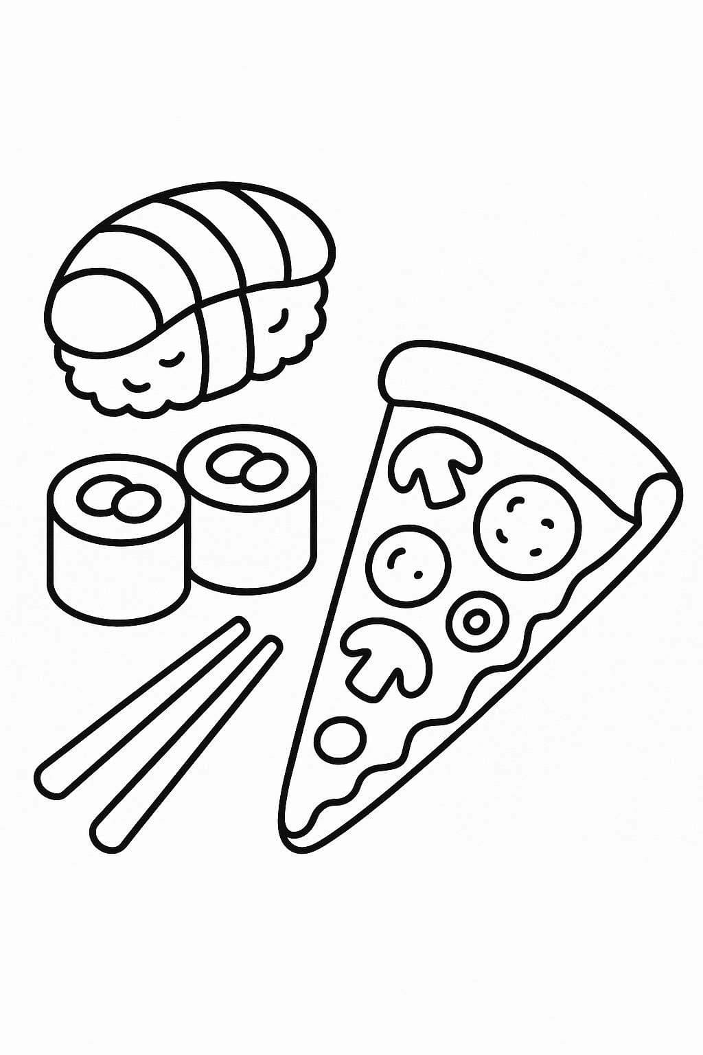 Tekenen Sushi afdrukbaar simpel