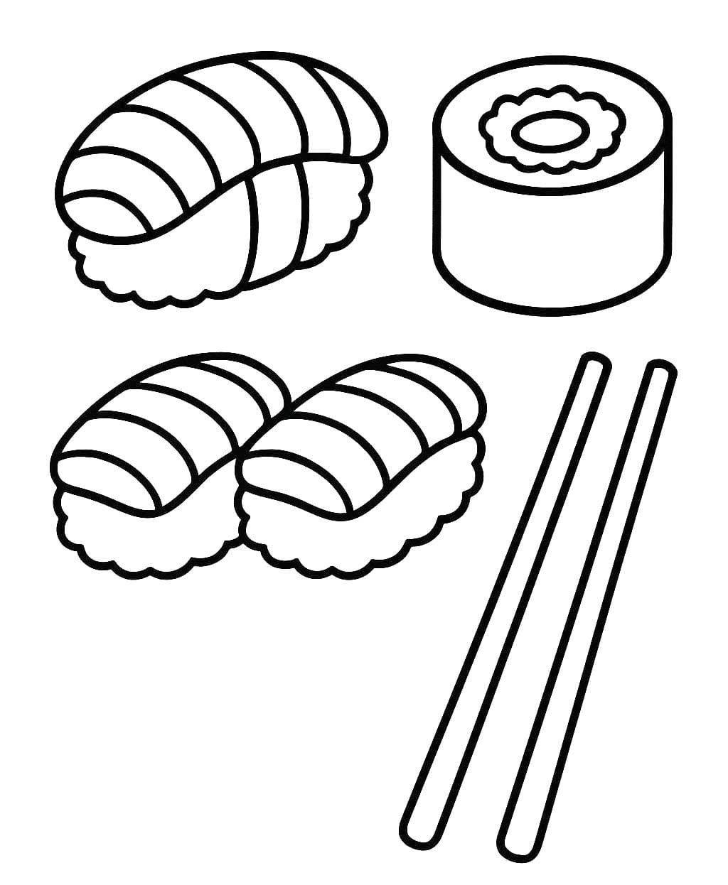 Tekenen Sushi gratis afdrukbaar basis