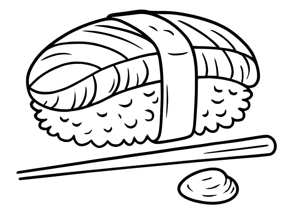 Tekenen Sushi gratis afdrukbaar simpel