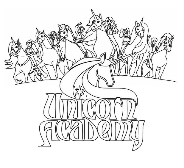 Tekenen Unicorn Academy afdrukbaar eenvoudig