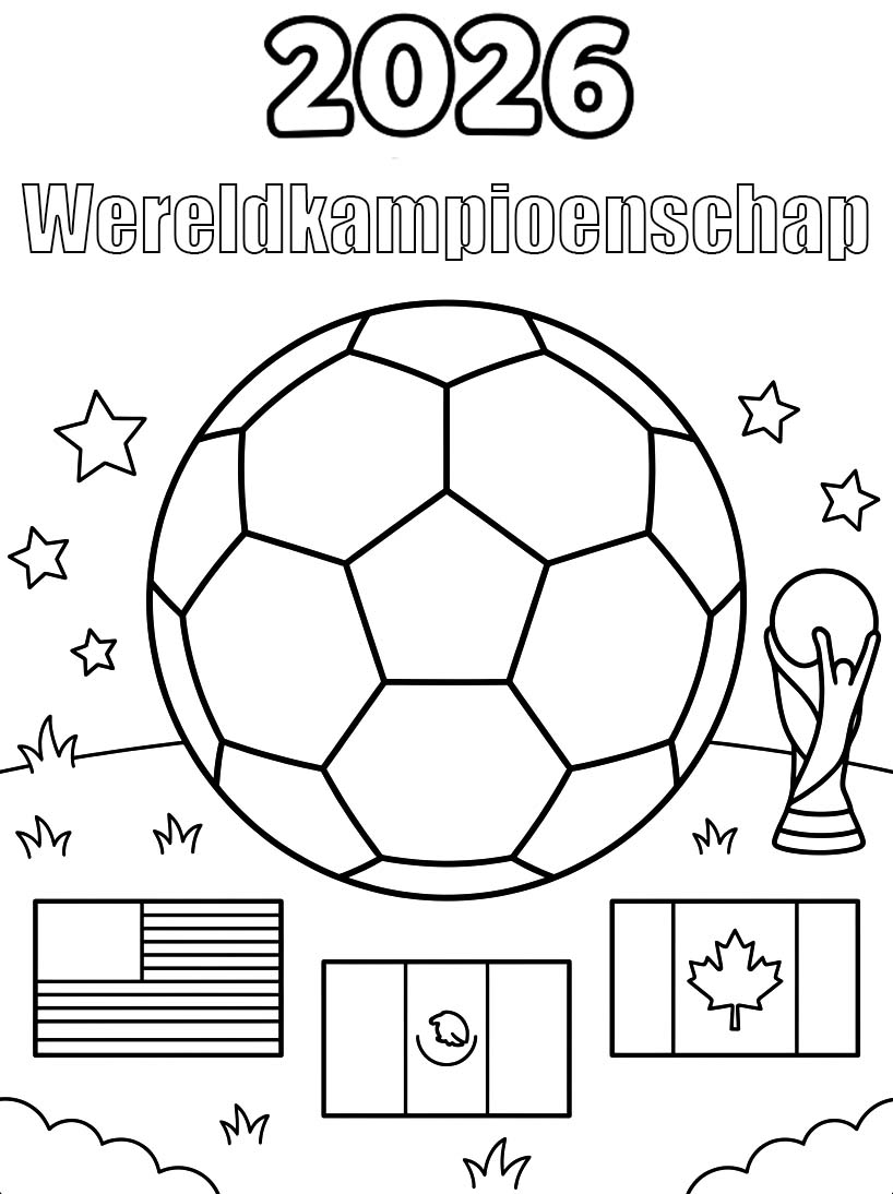 Tekenen Wereldkampioenschap 2026 afdrukbaar basis