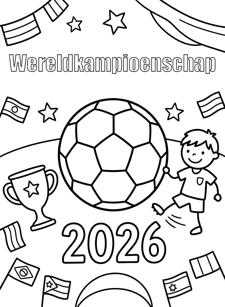 Tekenen Wereldkampioenschap 2026 afdrukbaar eenvoudig