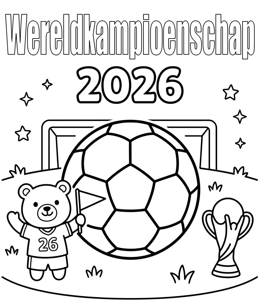 Tekenen Wereldkampioenschap 2026 afdrukbaar voor kinderen
