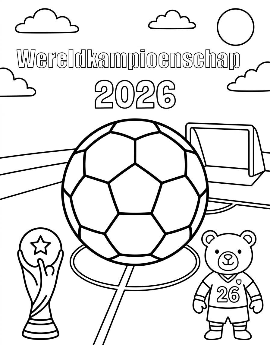 Tekenen Wereldkampioenschap 2026 gratis afdrukbaar basis