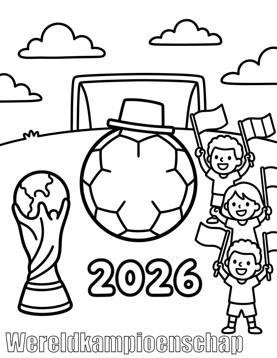 Tekenen Wereldkampioenschap 2026 gratis afdrukbaar eenvoudig