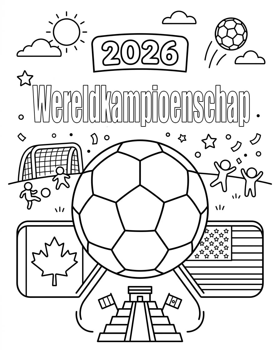 Tekenen Wereldkampioenschap 2026 voor kinderen