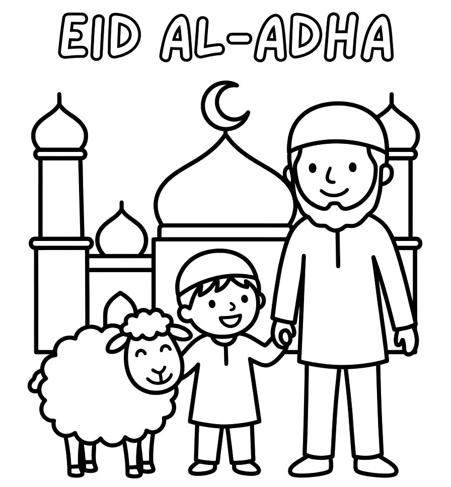Tekening Eid al Adha afdrukbaar basis