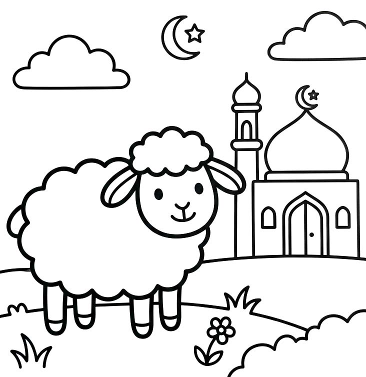 Tekening Eid al Adha afdrukbaar eenvoudig