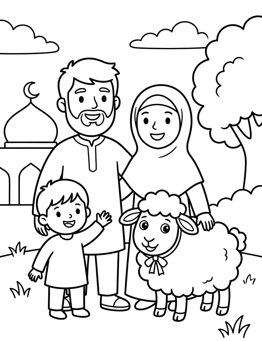 Tekening Eid al Adha afdrukbaar