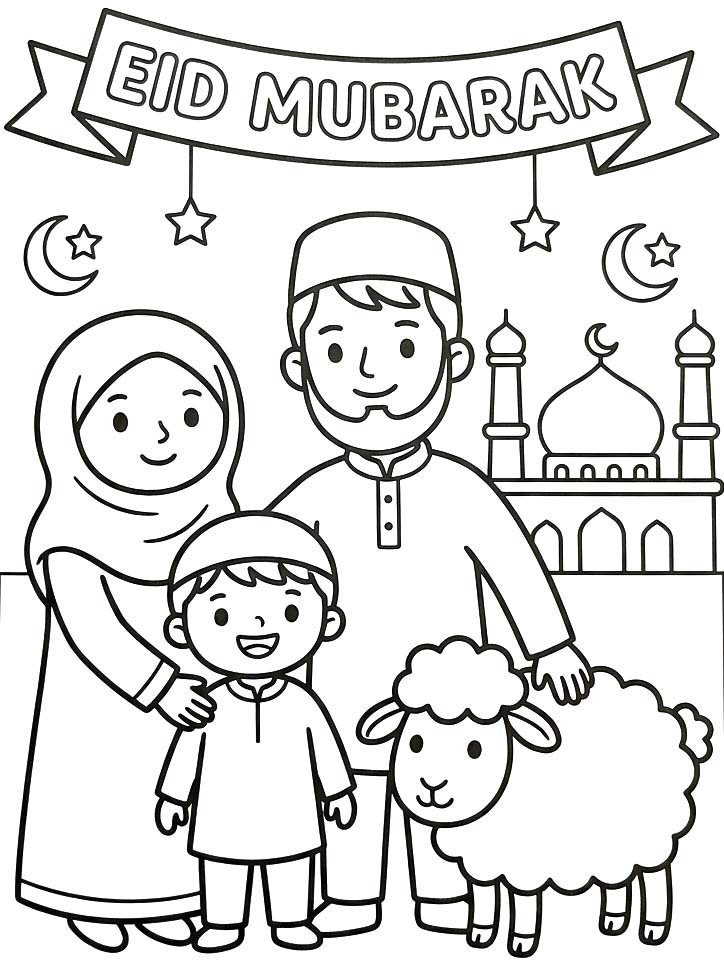 Tekening Eid al Adha afdrukbaar voor kinderen
