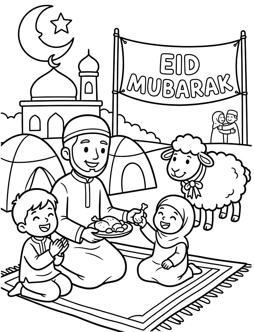 Tekening Eid al Adha eenvoudig