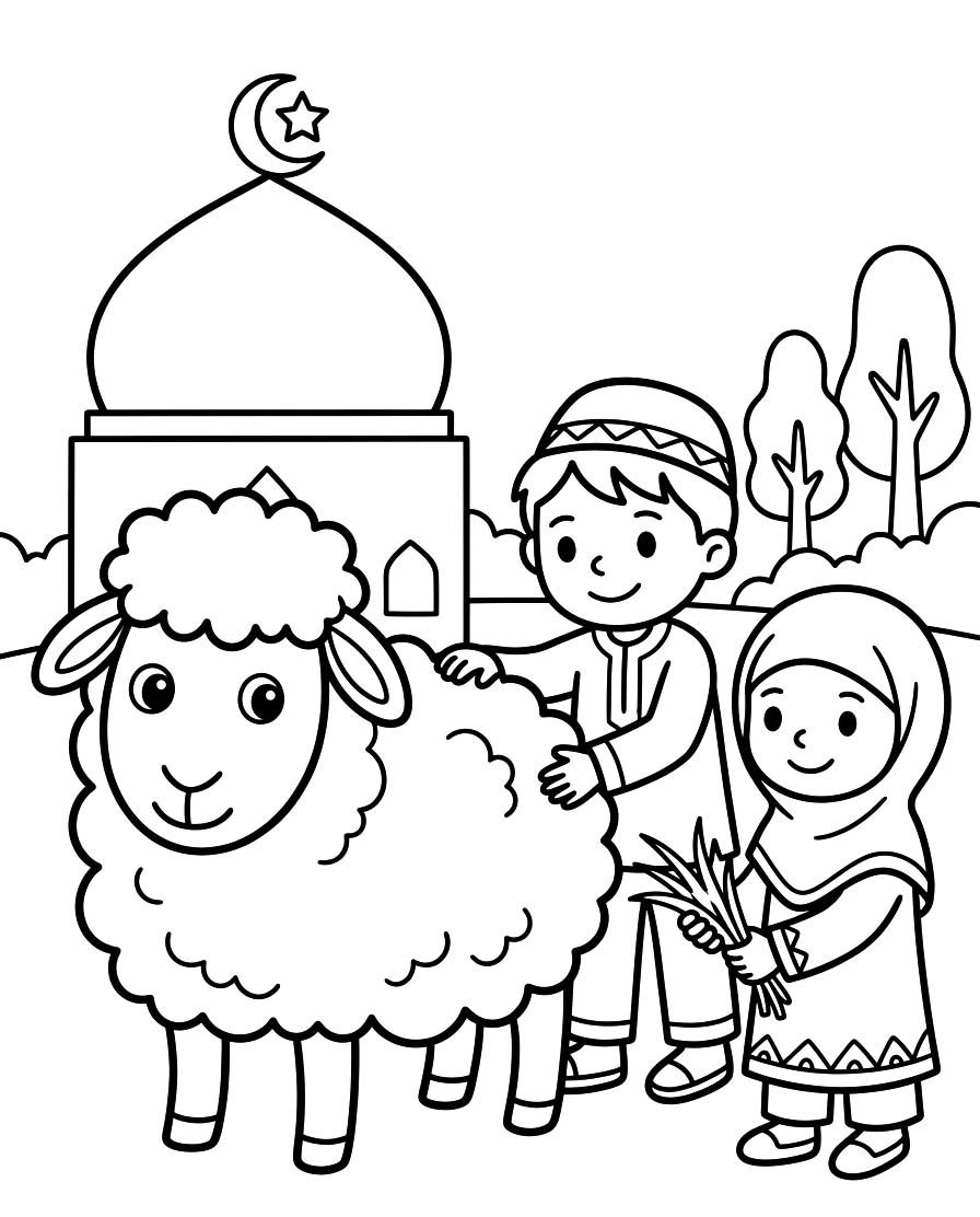Tekening Eid al Adha gratis afdrukbaar