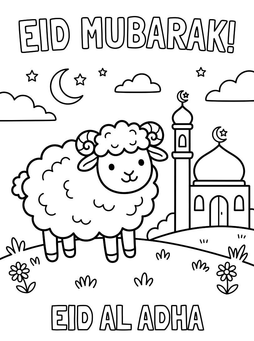 Tekening Eid al Adha gratis eenvoudig