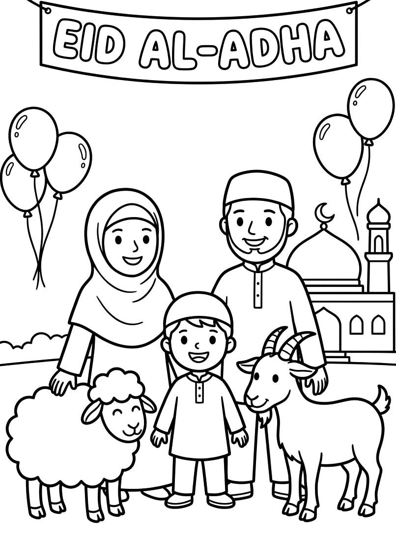Tekening Eid al Adha voor kinderen