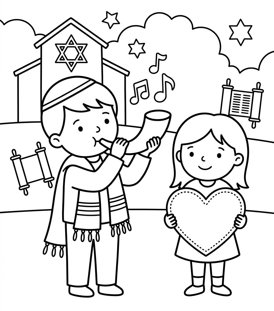 Tekening Jom Kipoer afdrukbaar eenvoudig
