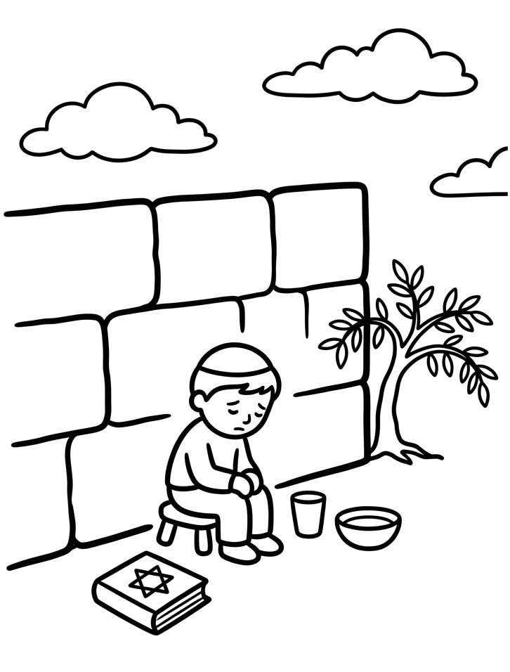 Tekening Tisha B’av gratis afdrukbaar