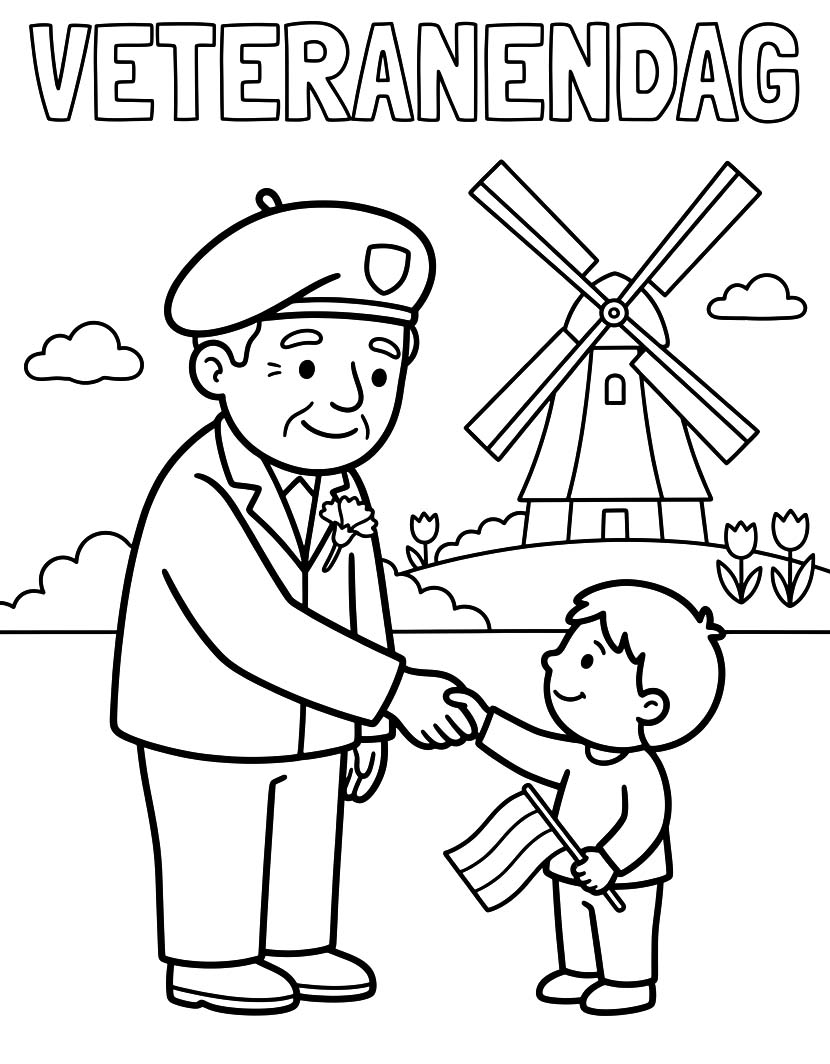 Tekening Veteranendag afdrukbaar basis