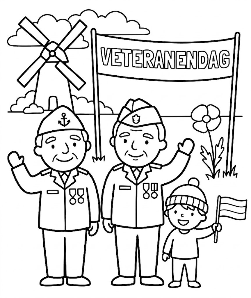 Tekening Veteranendag afdrukbaar