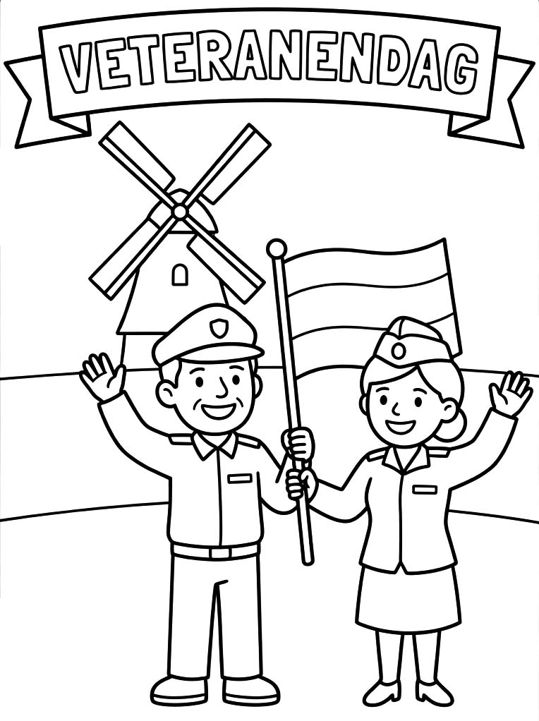 Tekening Veteranendag afdrukbaar simpel