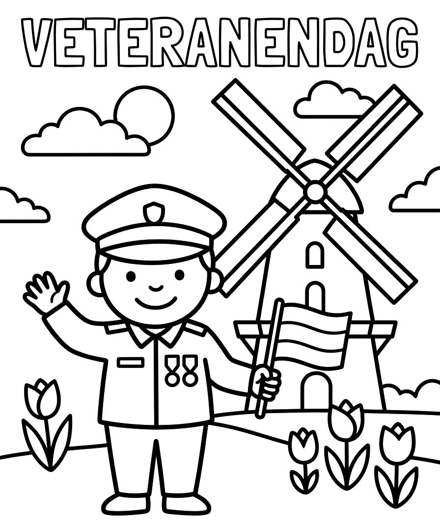 Tekening Veteranendag afdrukbaar voor kinderen