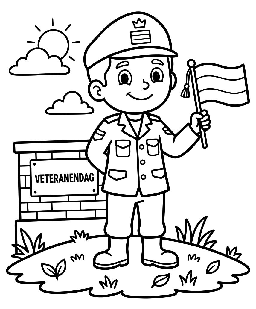 Tekening Veteranendag gratis afdrukbaar basis