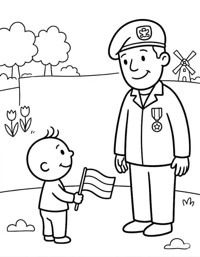 Tekening Veteranendag gratis afdrukbaar
