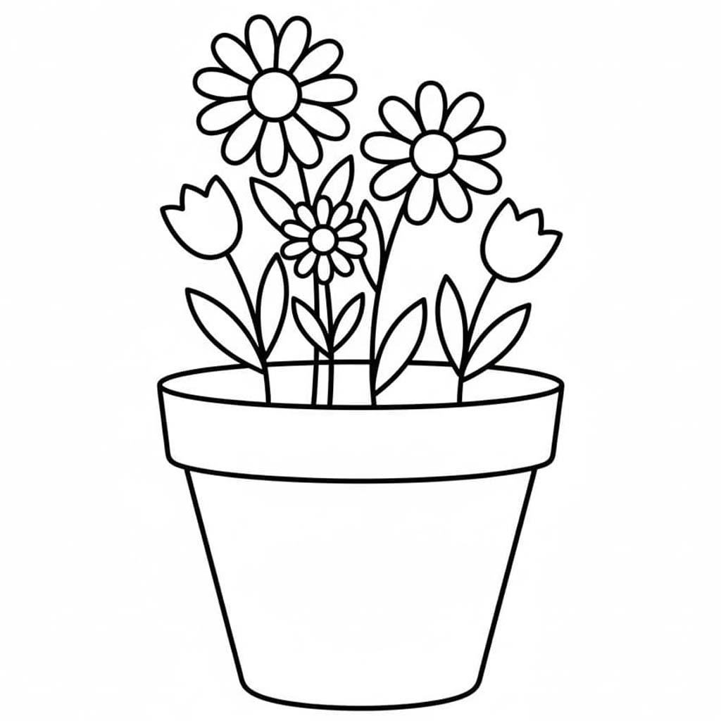 Afbeelding Bloempot gratis afdrukbaar