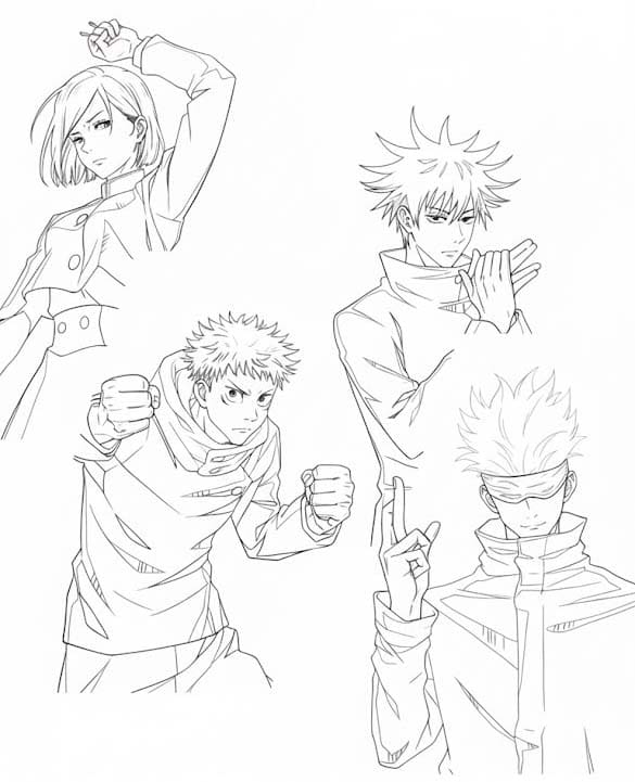 Jujutsu Kaisen afdrukbaar eenvoudig