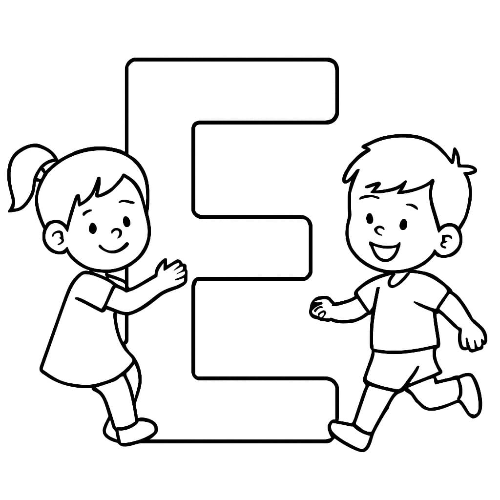Letter E gratis afdrukbaar eenvoudig