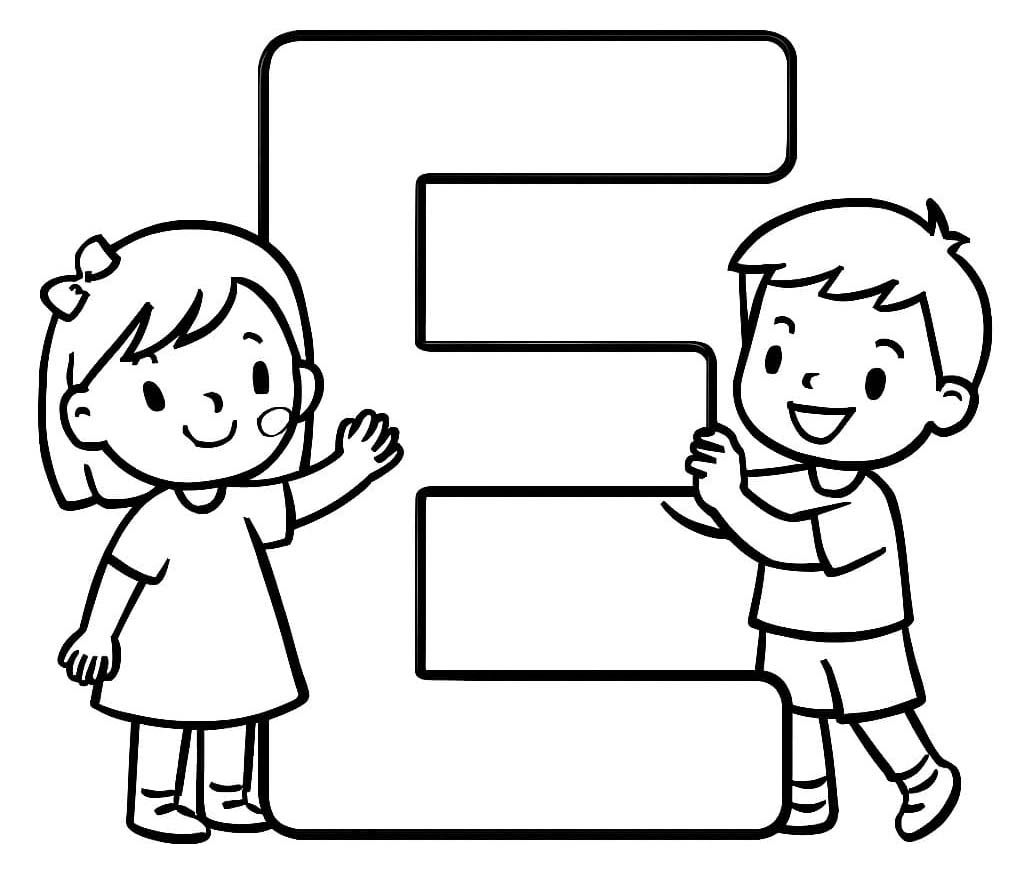 Letter E gratis afdrukbaar voor kinderen