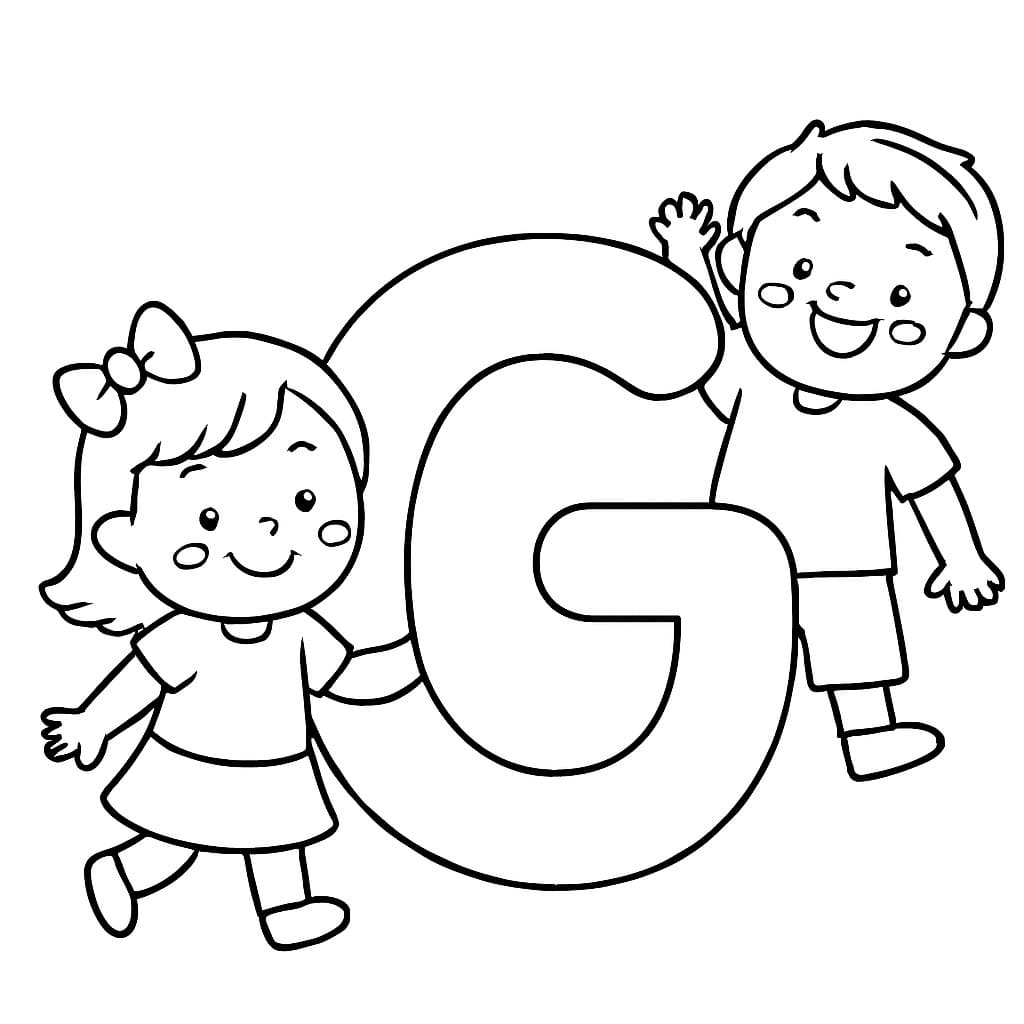 Letter G gratis afdrukbaar simpel
