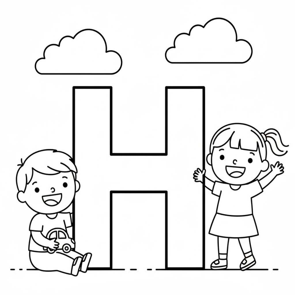 Letter H gratis afdrukbaar basis
