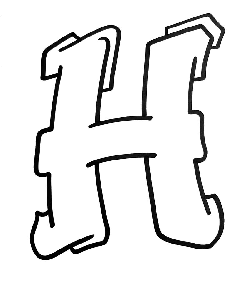 Letter H gratis afdrukbaar simpel