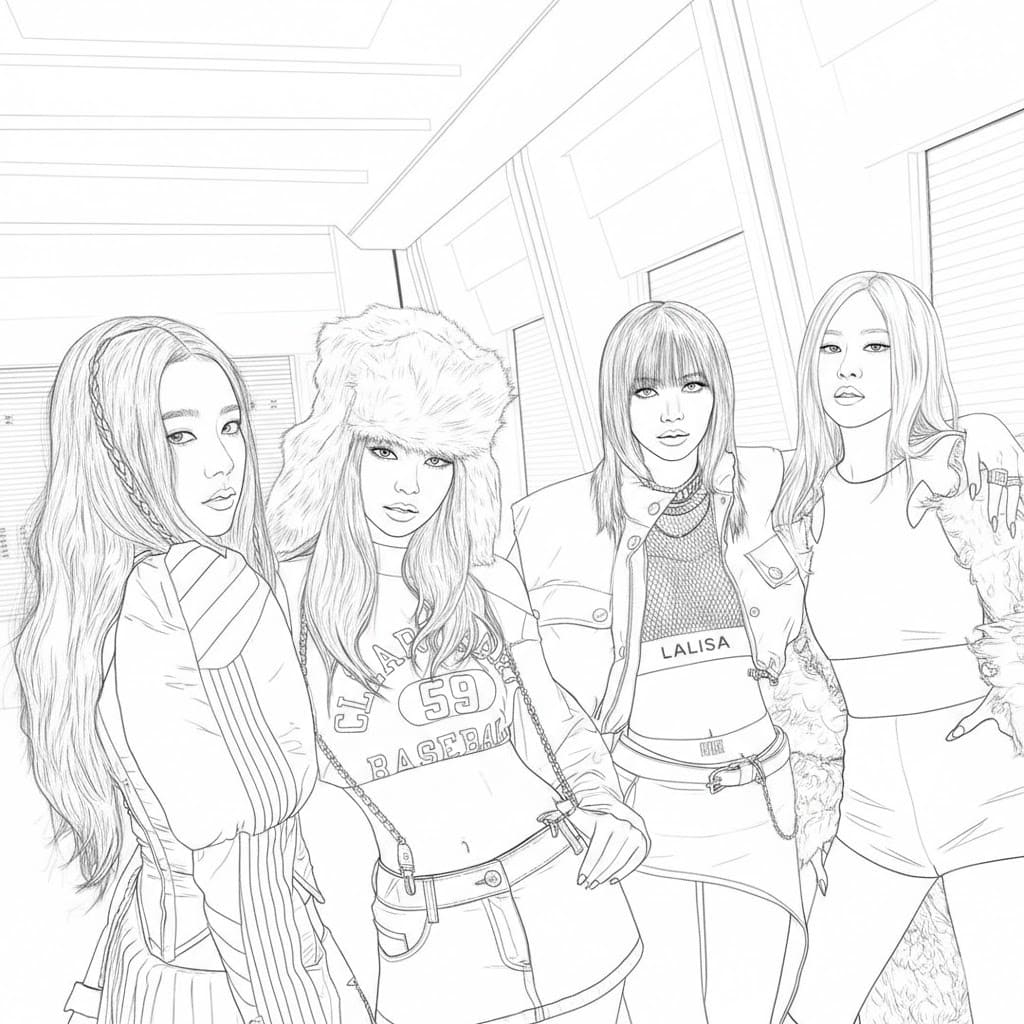 Tekenen Blackpink afdrukbaar simpel