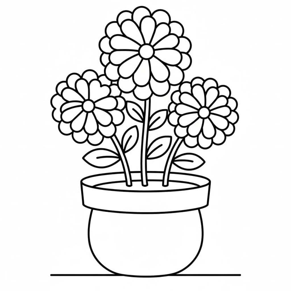 Tekenen Bloempot afdrukbaar basis