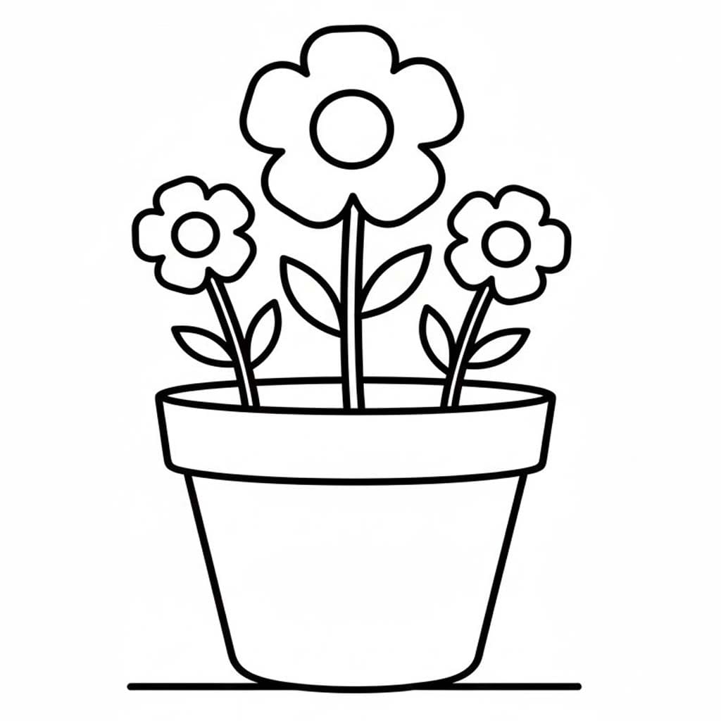 Tekenen Bloempot afdrukbaar voor kinderen