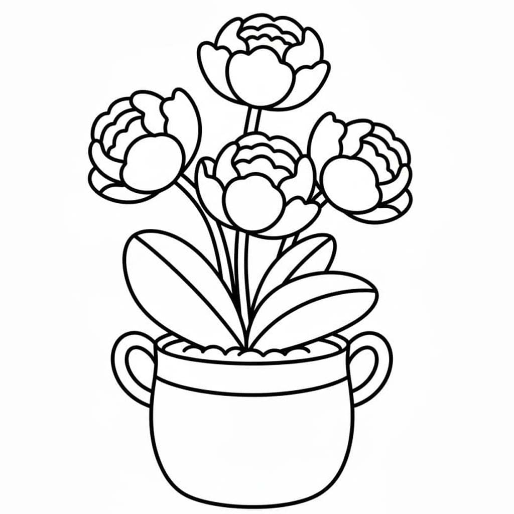 Tekenen Bloempot gratis afdrukbaar basis
