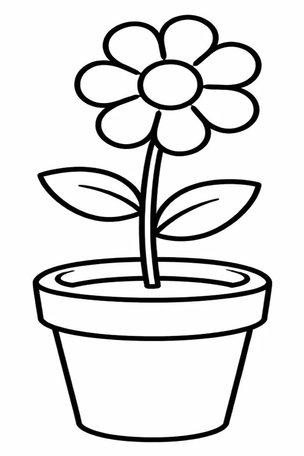 Tekenen Bloempot gratis afdrukbaar simpel