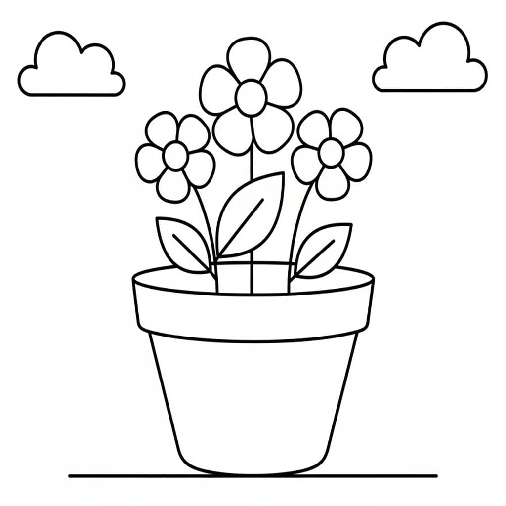 Tekenen Bloempot gratis eenvoudig