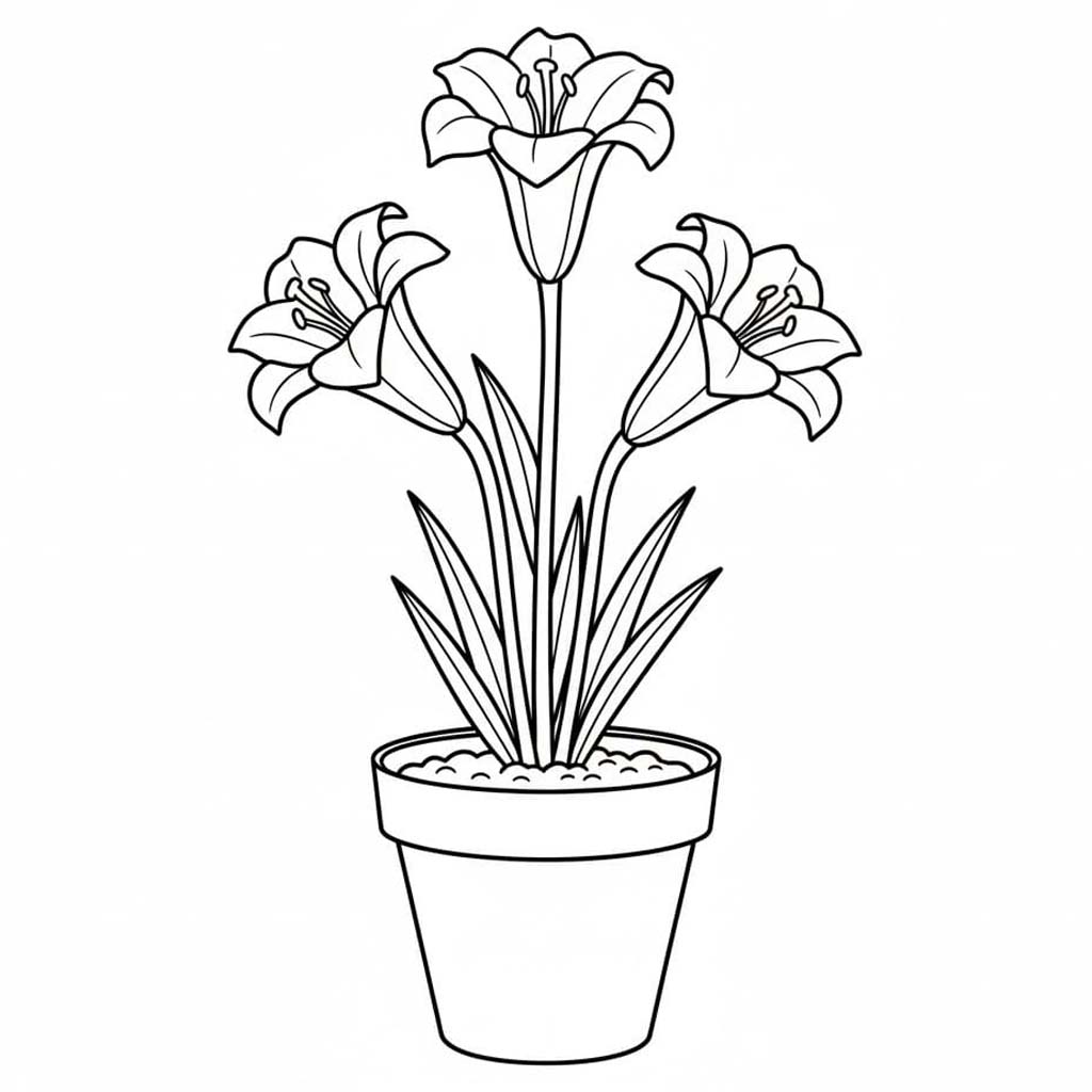Tekenen Bloempot gratis simpel