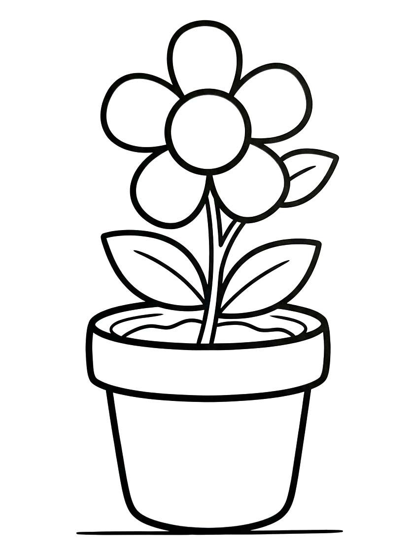 Tekenen Bloempot gratis voor kinderen