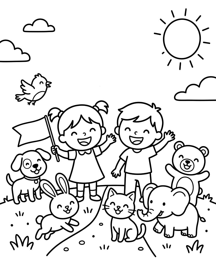 Tekenen Dierendag afdrukbaar voor kinderen