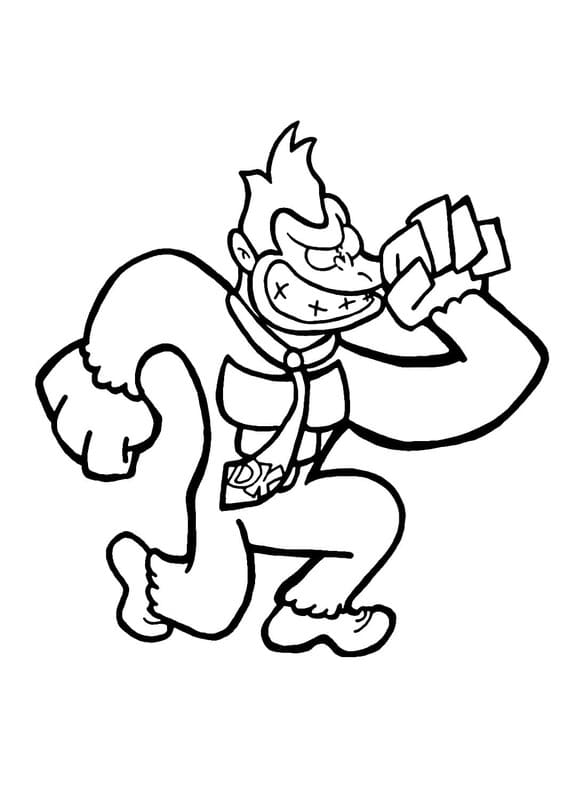 Tekenen Donkey Kong gratis afdrukbaar eenvoudig