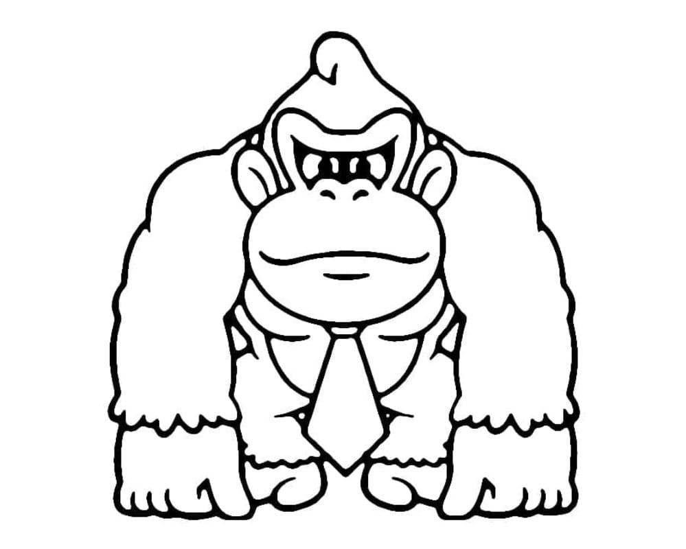 Tekenen Donkey Kong gratis afdrukbaar simpel