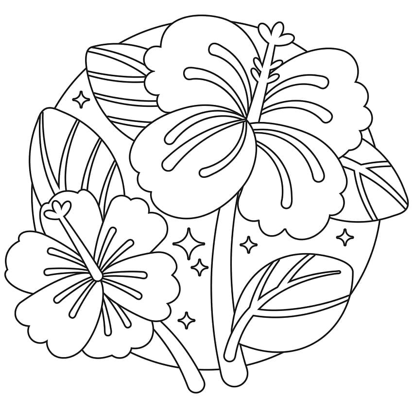 Tekenen Hibiscus afdrukbaar voor kinderen