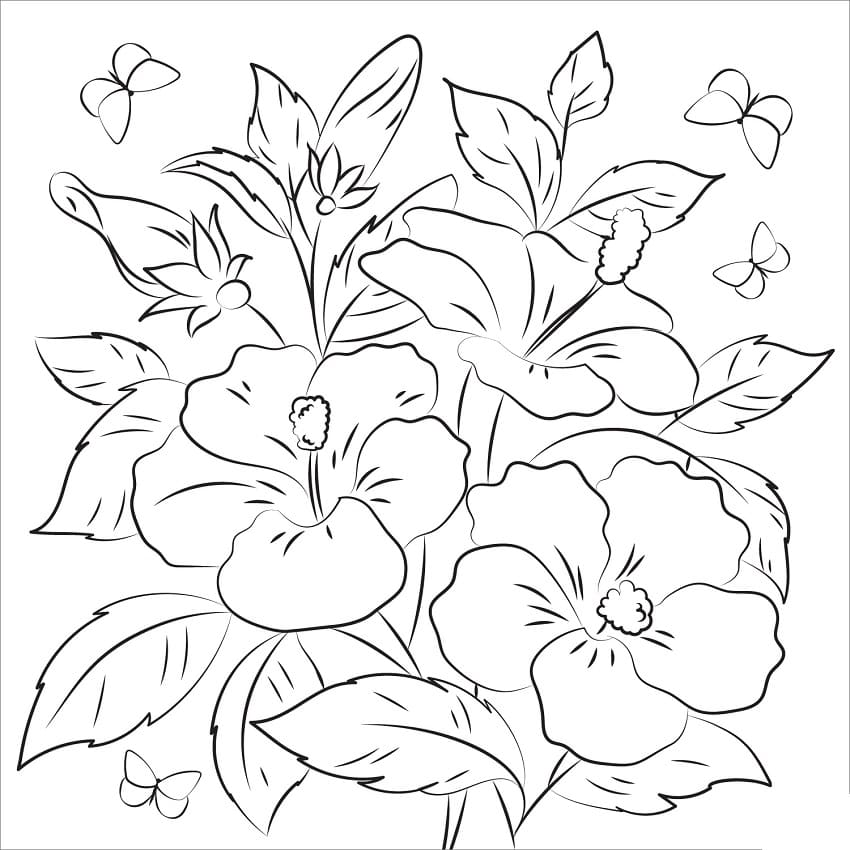 Tekenen Hibiscus gratis voor kinderen
