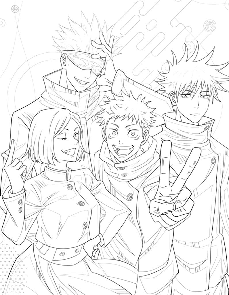 Tekenen Jujutsu Kaisen afdrukbaar basis