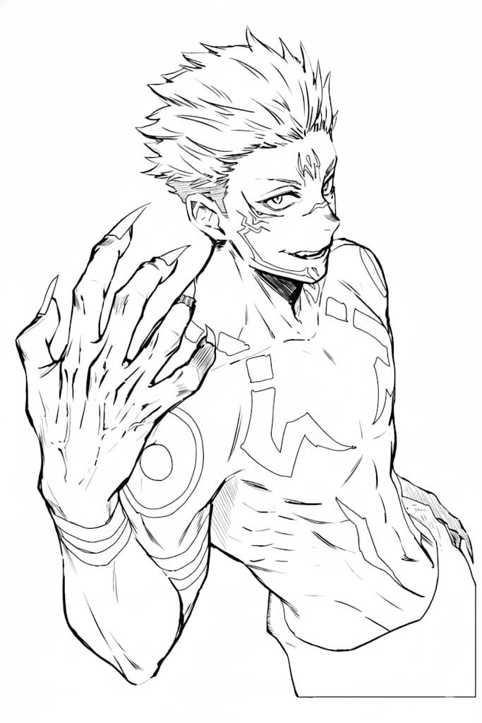 Tekenen Jujutsu Kaisen afdrukbaar