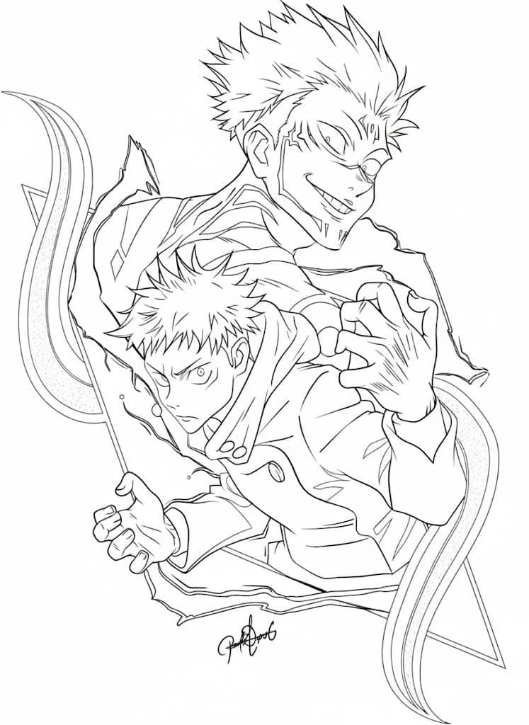 Tekenen Jujutsu Kaisen afdrukbaar simpel